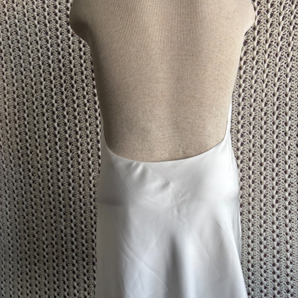 Show Me Your Mumu Jasmine Dress Halter Mini Dress Backless Satin White Size M - Picture 9 of 14
